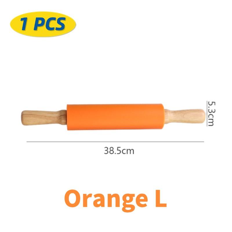 1/4Pcs Non-Stick Silicone Rolling Pin Wooden Handle Pastry Dough Flour Roller Kitchen Cooking Kid Baking Tool For Pasta Dough