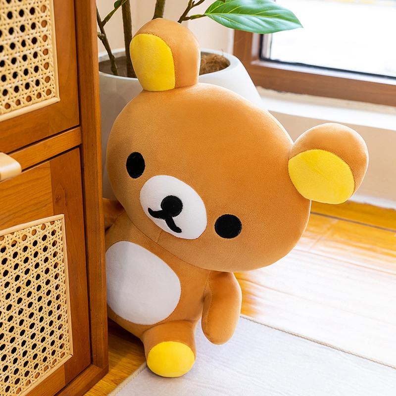Cute Rilakkuma Plush Toy Soft Fluffy Relax Bear Stuffed Animal Kawaii Brown Bear Plushie for Girls Bedtime Hug Birthday Gifts 30cm