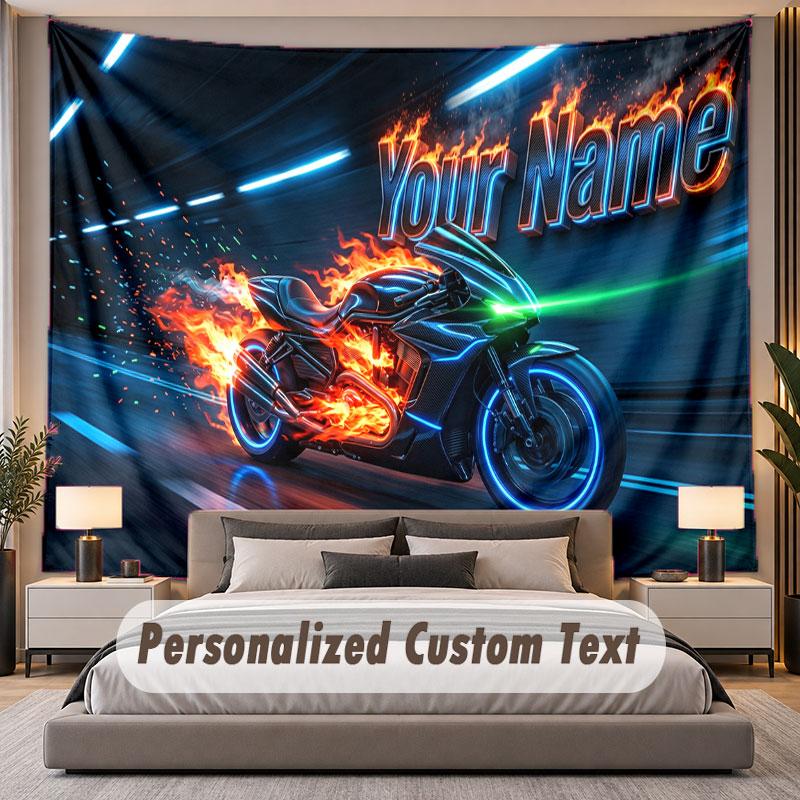 Motorradfahrer (103) Thema Personalisierte Wandteppich Benutzerdefinierter Name Text Wandbehang Tapisserie Haus Hintergrund Dekoration