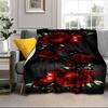 Red Roses On Black Background Blanket Flannel Blanket Throw Blanket Sofa Cover Blanket Soft Premium Blanket Picnic Blanket Tv Blanket Gifts