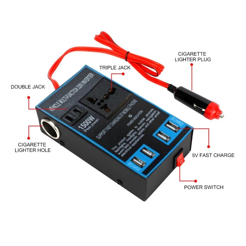 1500W Car Inverter USB DC12V 24V To Auto Power Inversor Fast Charging Car Power Adapter Socket