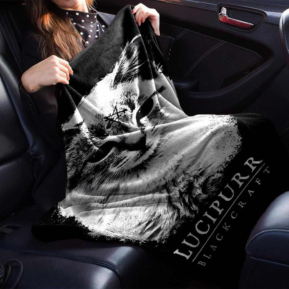 1pc Lucipurr Blackcraft Soft Warm Throw for Home, Office, Trave, All-Season Cozy Bedding Gift, Office Cozy Accessory 1036