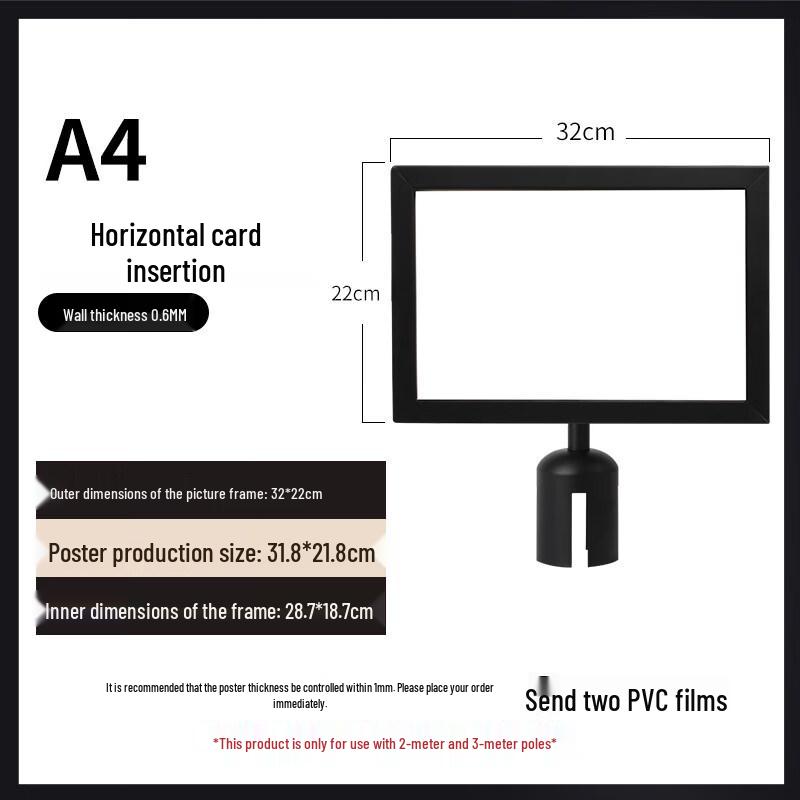 Jundingying Black Ret retractable Belt Barrier with A4 Sign Holder
