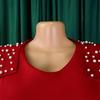 Ruffles Sleeve Solid Beaded Dresses Women 2026 New O Neck Package Hips Mid Calf Elegant Birthday Party Dinner Vestidos Mujer