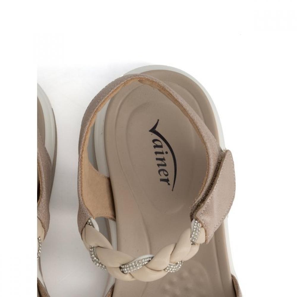 Vainer Women Comfort Velcro Sandals Beige 355f0v18d