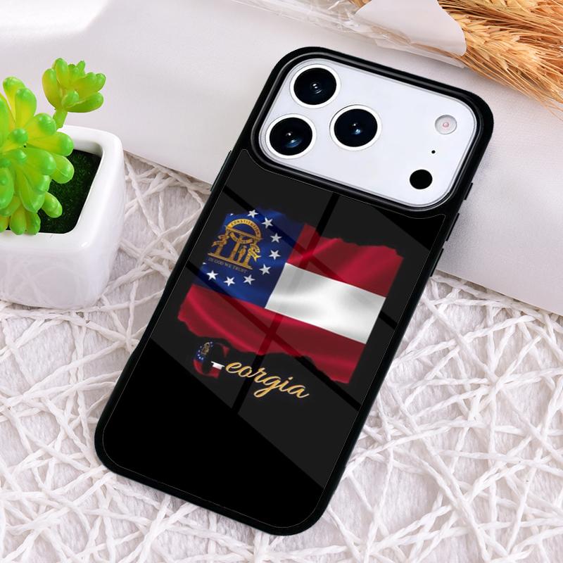 Georgia State Flag Phone Case for iPhone 17 Air 16 15 11 12 14 13 Pro Max Shockproof Cover