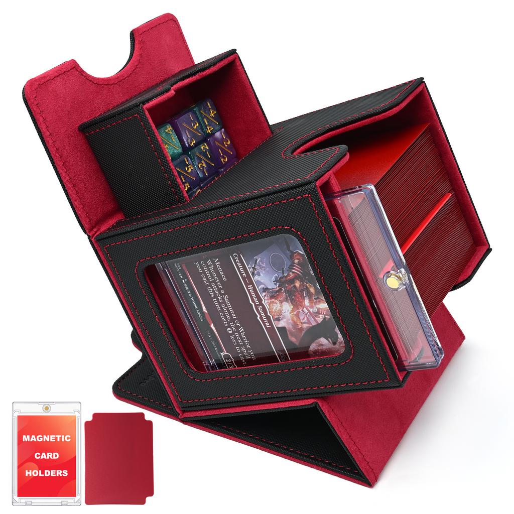 Commander Deck Box with Display Window Deck Case for MTG Fits 100+ Double-Sleeved Cards Magnetic Card Storage Box for TCG PTCG