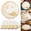 1/4 pièces Tapis de Table Eid Mubarak Ramadan Kareem Lune Dorée Tapis de Table en PVC pour Festival Musulman Islamique Fête Décoration de Table Maison Cadeau