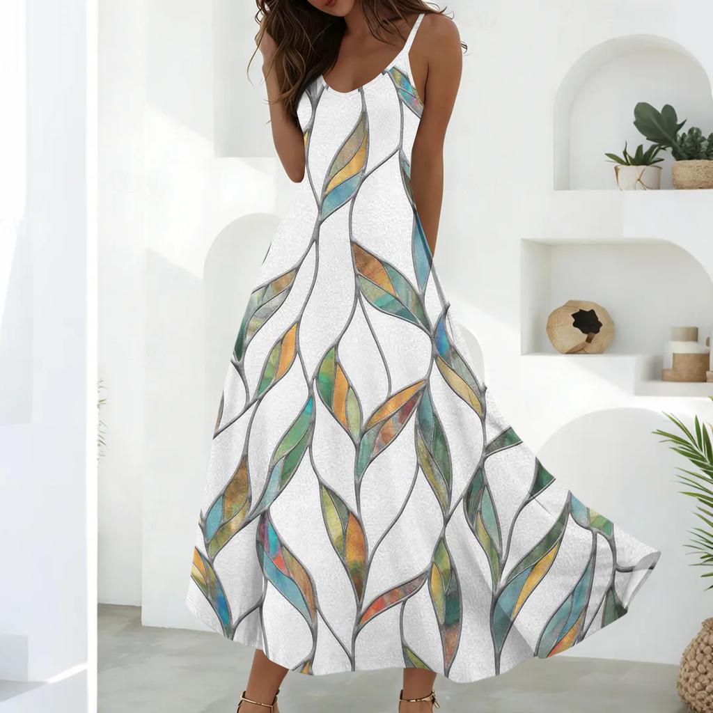 Abiti Estivi Da Donna Abiti Lunghi Svasati Linea Ad A Senza Maniche Vestiti Estivi Con Tasche