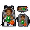 Classic Popular Novelty Cute African girl 3D Print 3pcs/Set pupil School Bags Laptop Daypack Backpack Lunch bag Pencil Case