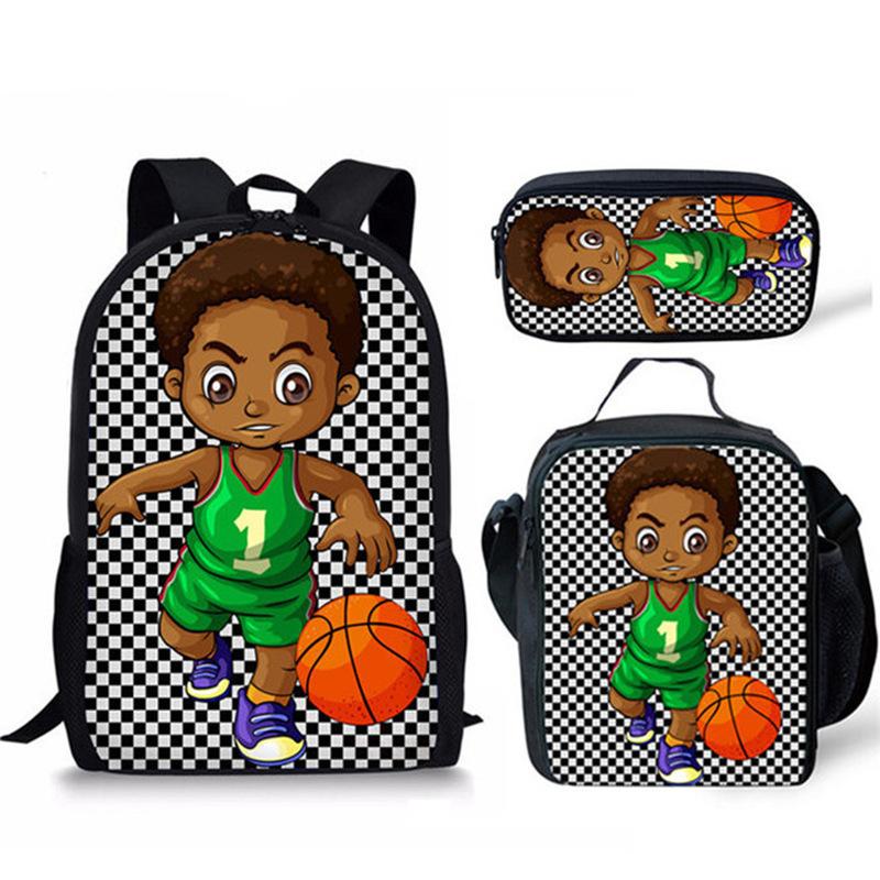 Classic Popular Novelty Cute African girl 3D Print 3pcs/Set pupil School Bags Laptop Daypack Backpack Lunch bag Pencil Case