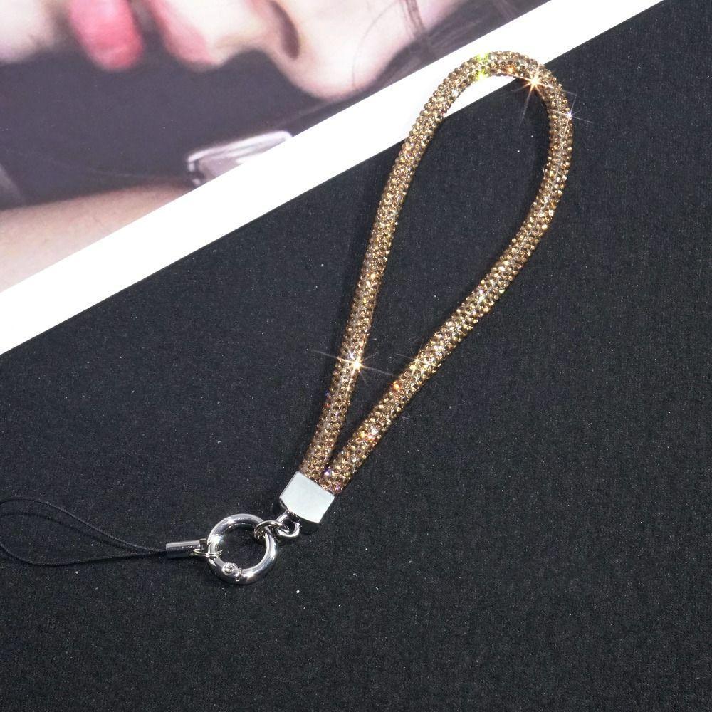 Diamond Crystal Telefonhandledsremmar Nyckelring Flashig Glitter Strass Telefon Snodd Hängande Anti-förlorad Rep