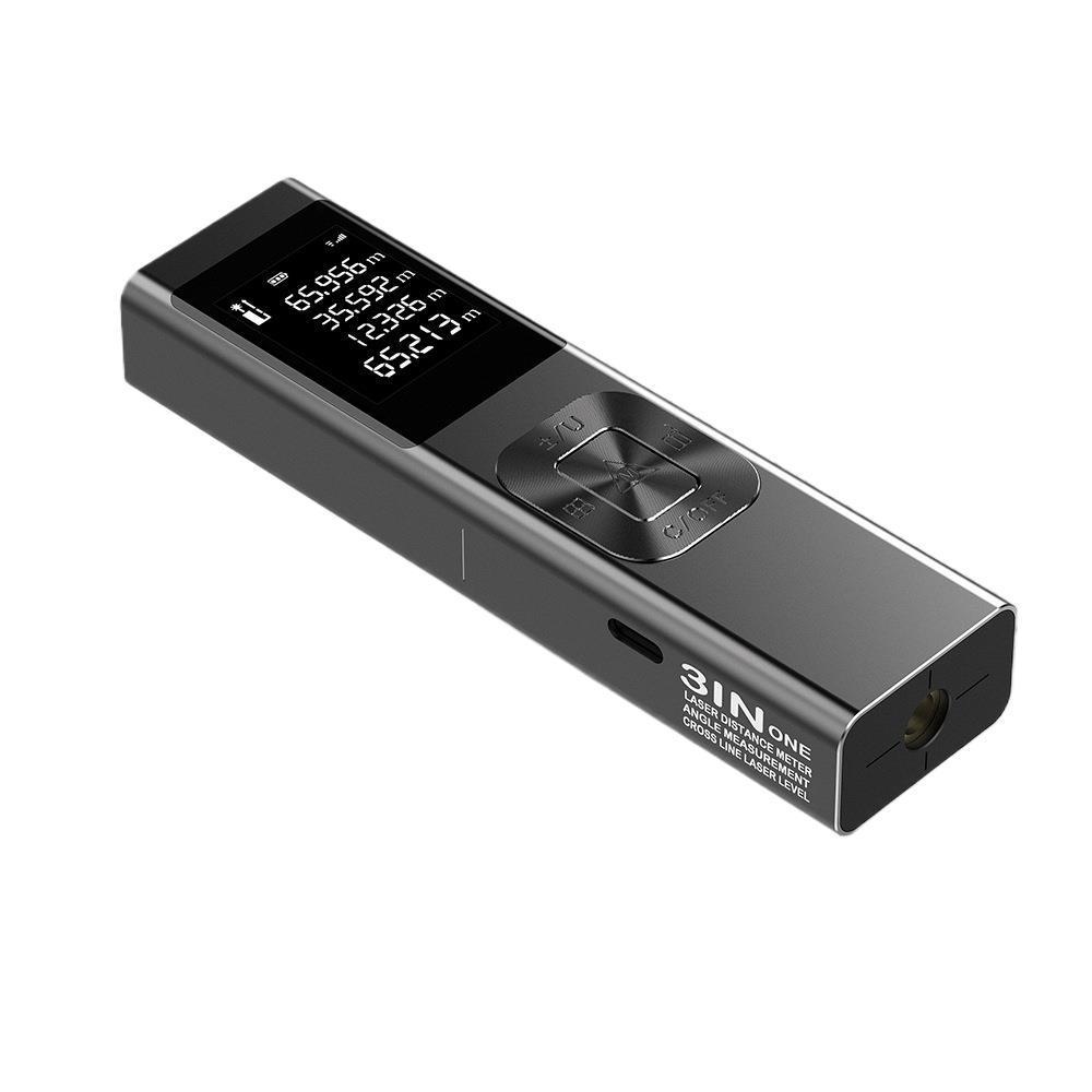 3-in-1 Mini Laser Rangefinder with Cross Laser Level & Metal Shell