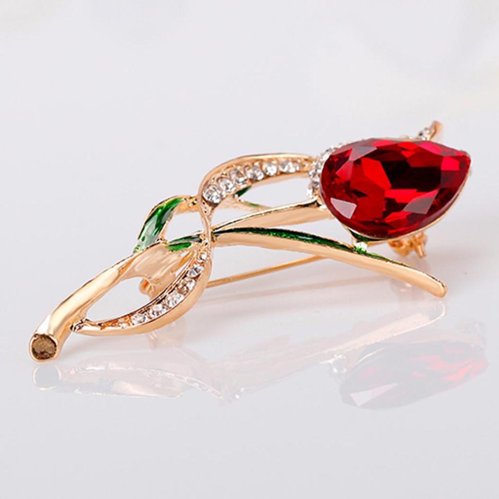 Lady Elegant Tulip Flower Multicolor Rhinestone Brooch Pin Evening Party Jewelry AVE