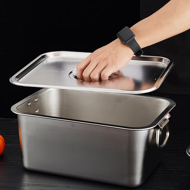 Rechteckiges Edelstahlbecken mit Griffen
