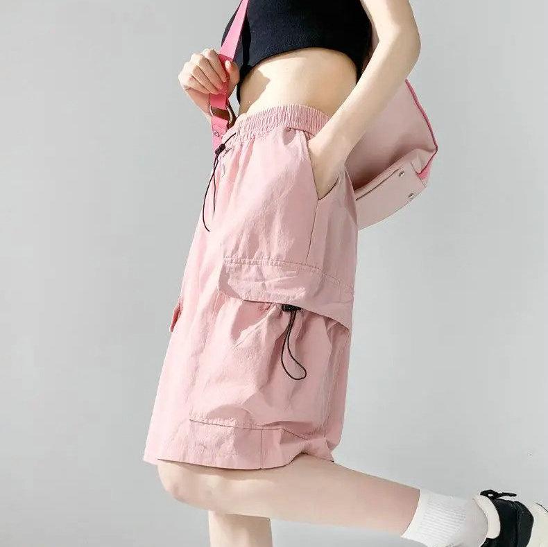 2024 New Cargo Women's Summer Shorts Casual Solid Color Girls Bermuda Shorts Knee Length Pants With Pockets