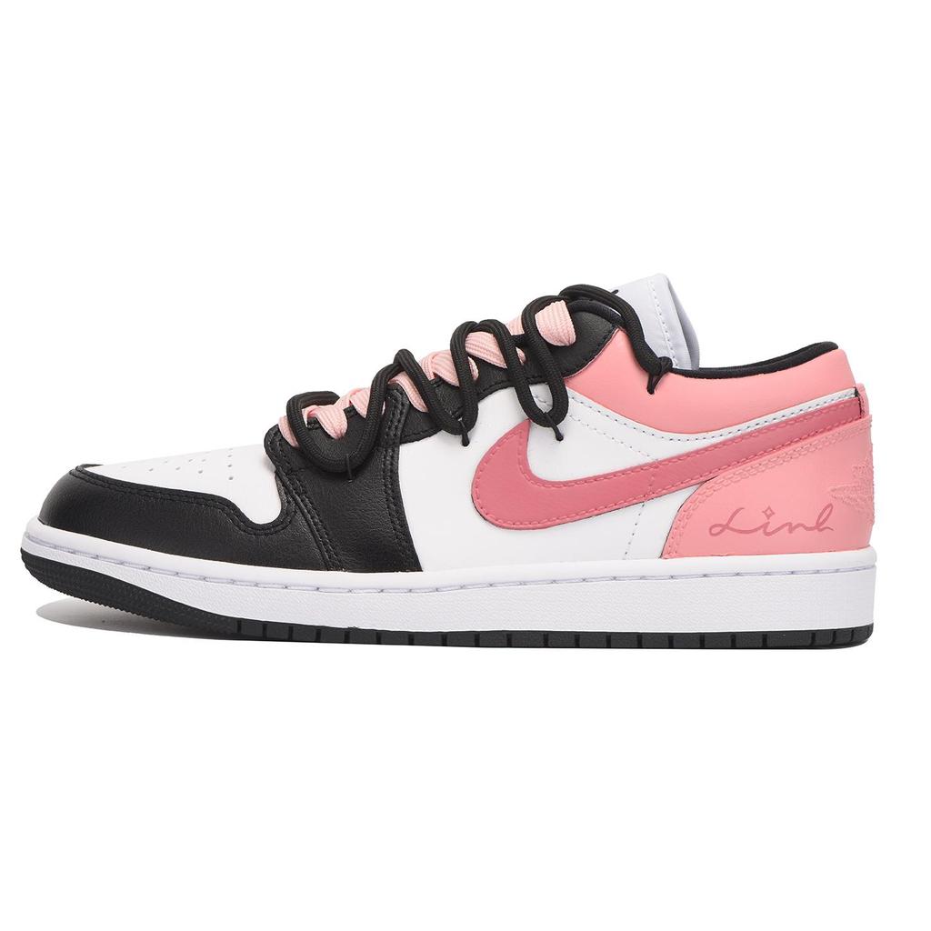 Jordan Air Jordan 1 Slip Resistant Coverage Low top Vintage Basketball Shoes Women's Black Pink DC0774-101(Team-SBOX)-Random packaging bags