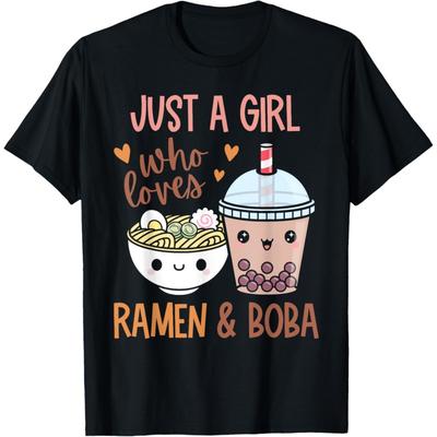 Just A Girl Who Loves Ramen And Boba Bubble Tea Japanese T-Shirt
