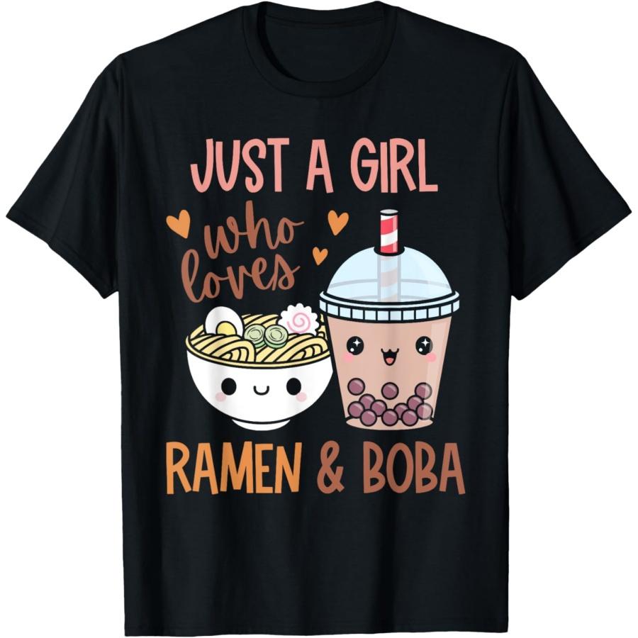 Just A Girl Who Loves Ramen And Boba Bubble Tea Japanese T-Shirt XXXXXL чёрный