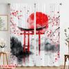 2pcs,2D Plane Printing Window Curtain Cherry Gate Sunrise Polyester (without Rod) Festive Ldeal for Bedroom, Living Room
