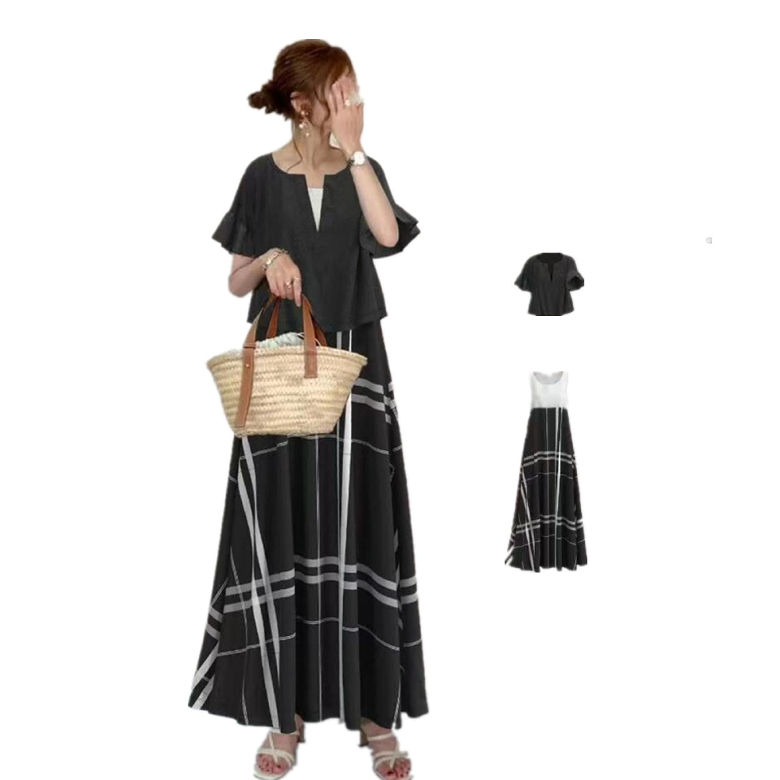 

Summer Long Perfect for Women Over Summer Outfit Short Perfect for and Size Black Women s Dress, 50, Set, Wrinkle-Free, Sleeve, Slimming, чёрный