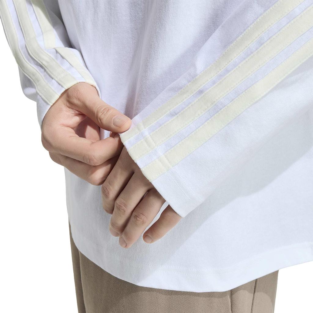 KIT WH769 2XL [Adidas] Long-Sleeve T-Shirt 3-Stripes Men's White/Off-White (HY7960)