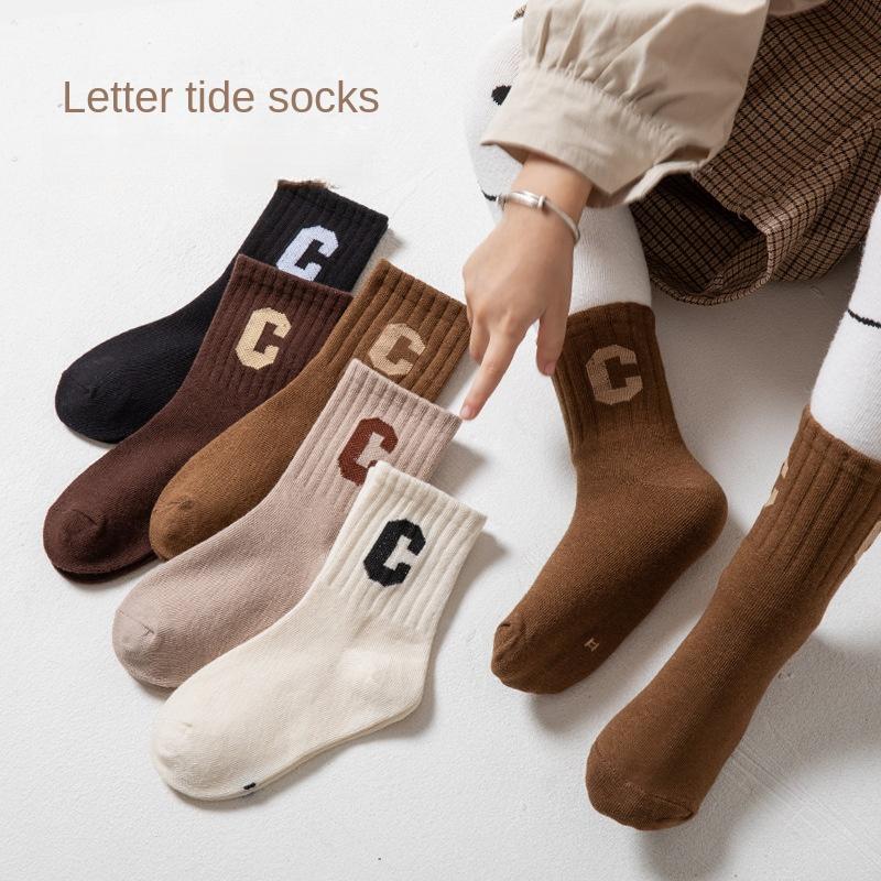 Children's Socks Children's Socks Autumn and Winter Letters Tube Socks Combed Cotton Casual Children's Socks