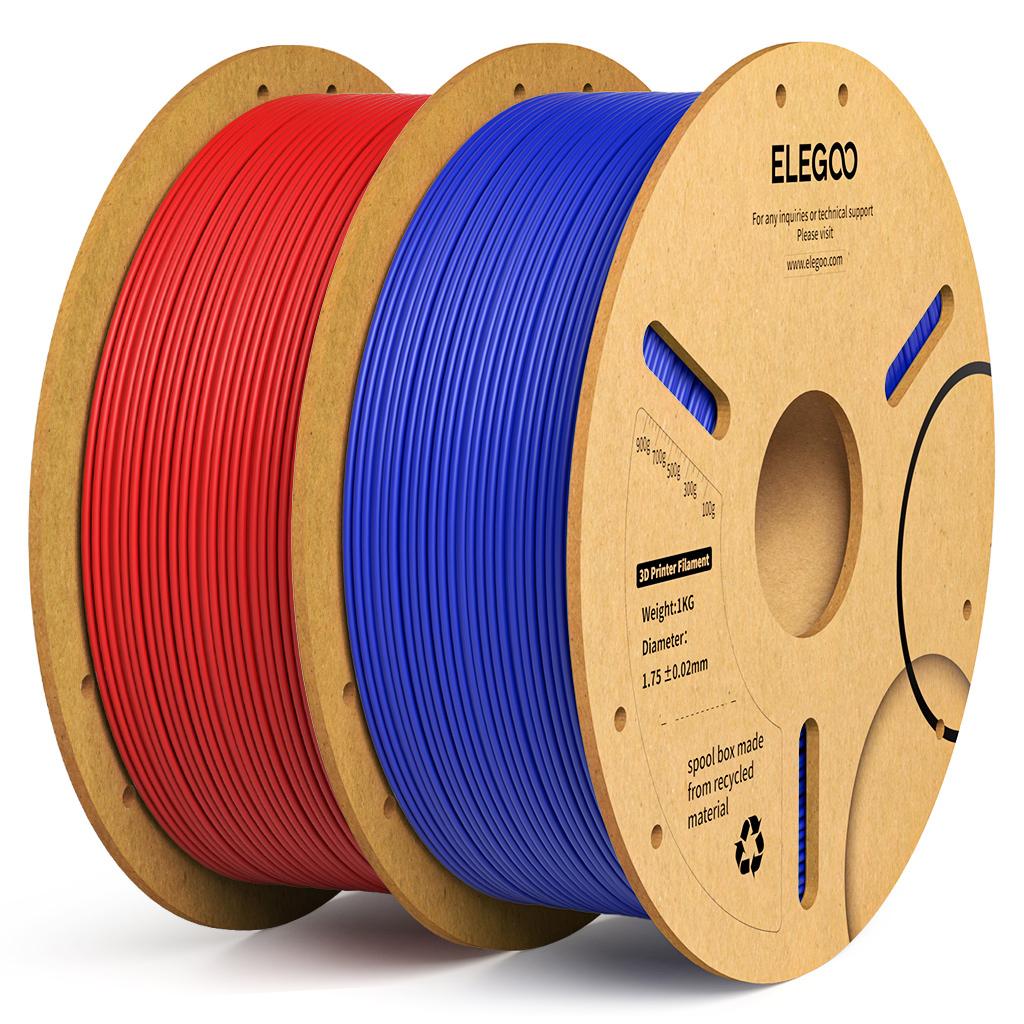 ELEGOO 1.75mm PLA+ Filament 2KG Set Plastic 3D PLA for Most FDM 3D Printers Dimensional Accuracy +/- 0.02mm 2pcs*1kg PLA+ Set