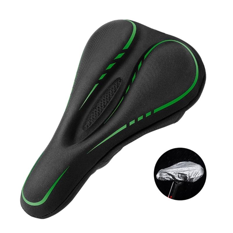 

Comfortable Bike Saddle Mountain Bicycles Seat Cycling Silicone Cushion Pad Profession Road Bike Seat with Rain Cover 1 зелёный