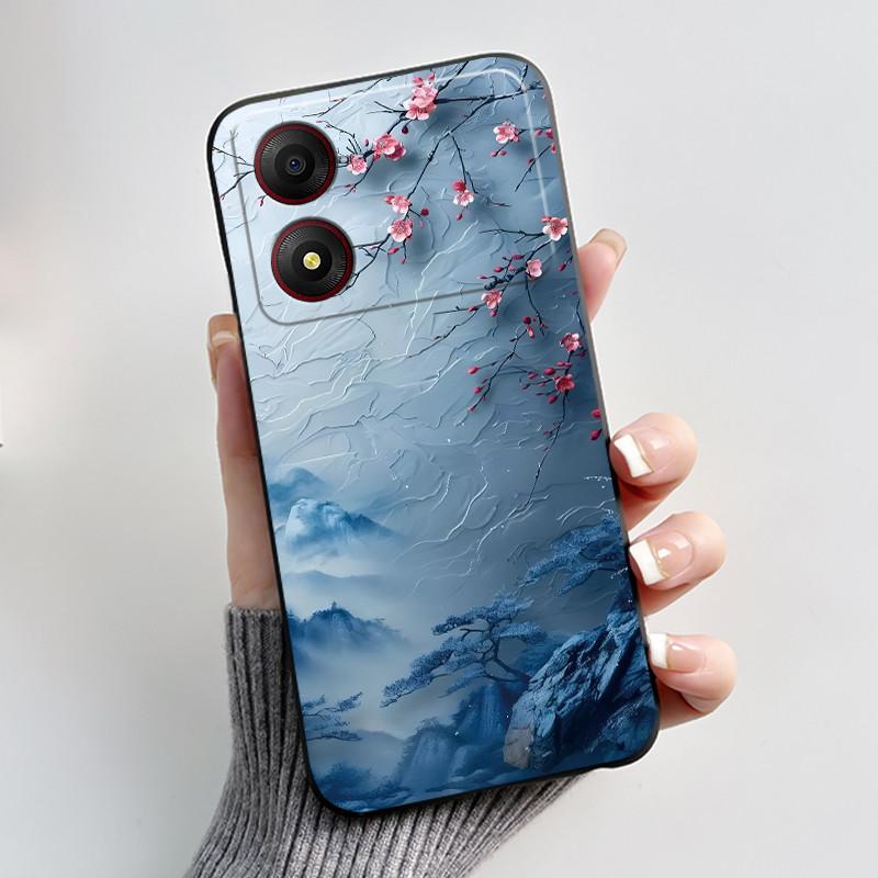 Casing For ZTE Blade A34 / A54 4G Phone Case Shell Aesthetic Cute Cat Astronaut Soft TPU Silicone Black Protective Cover Bumper