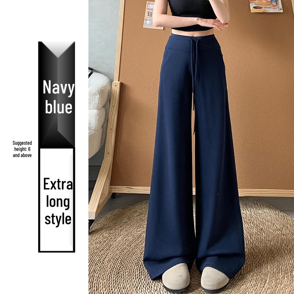 Spring 2026 Deep Gray Plus Size High-Waisted Wide-Leg Pants for Women