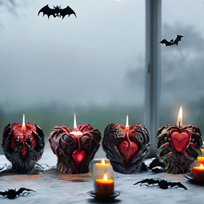 Silicone Molds Halloween Holding Heart Candle Molds Casting Molds Handmade Plaster Molds Craft Supply for Candle Making