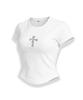 LIKE THE MOST Round Hem Slimline Stretch Short Sleeve T-Shirt_White