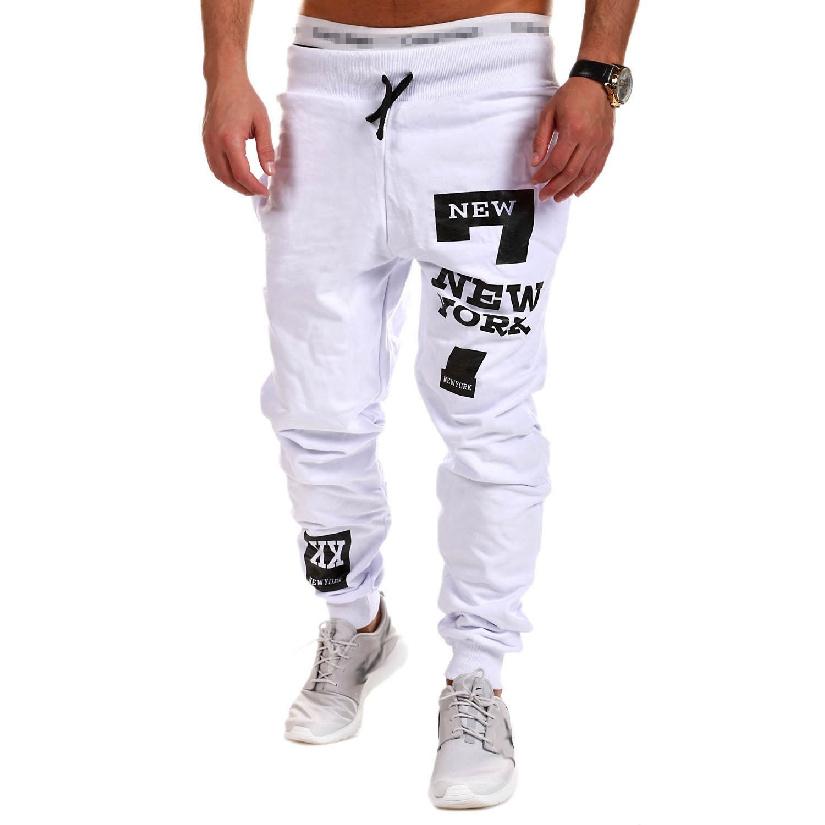 Pantaloni de fitness noi cu design hip hop cu alfabet imprimat pentru sport și timp liber pentru bărbați
