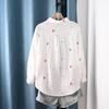 Double-Layer Gauze Floral Embroidered Long-Sleeve Autumn Shirt for Women