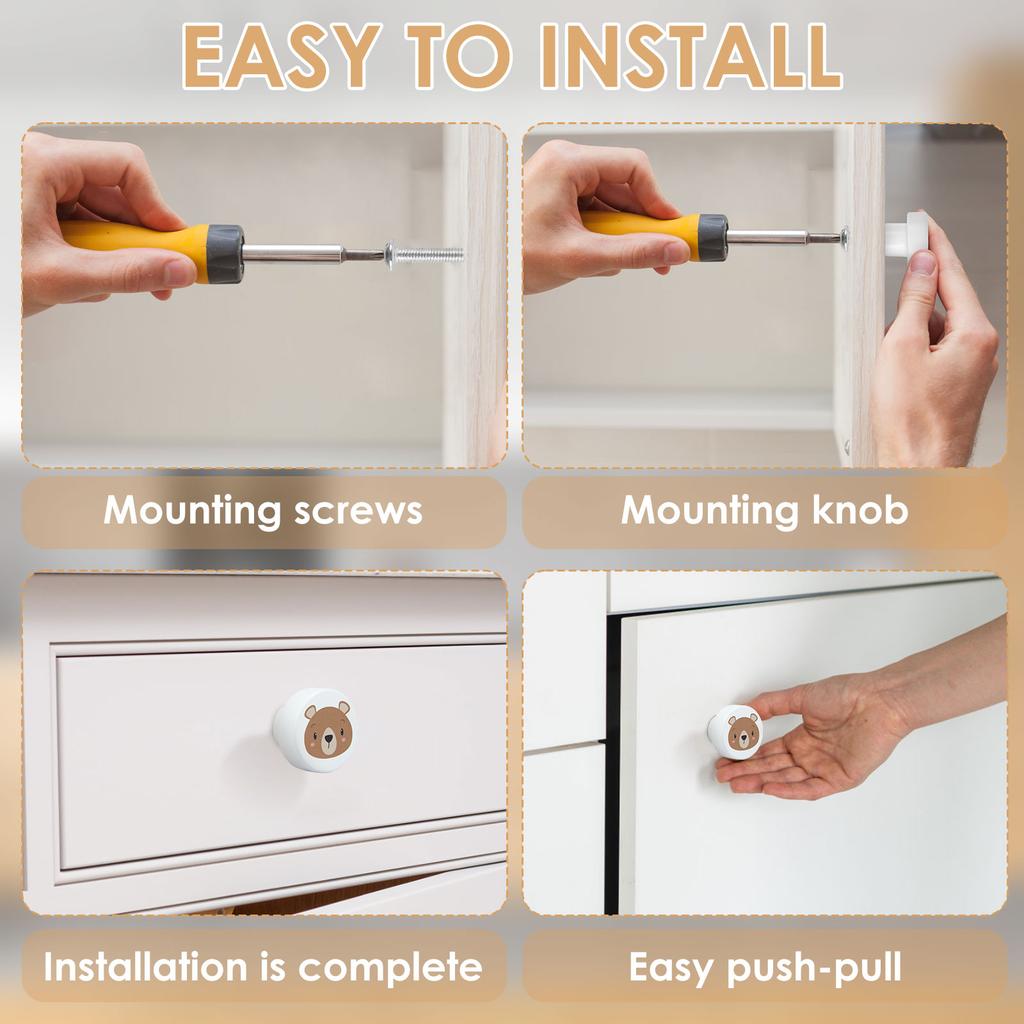 8/6Pcs Drawer Knobs Wooden Dresser Pull Handle with Screws Cute Creative Cabinets Knobs 3.5cm Decorative Round Wardrobe Door