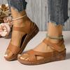 Ladies' Thick Soled Open Toed Wedge Sandals, Versatile Summer Flat Shoes, Women's Shoes