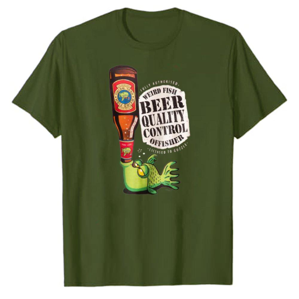 WEIRD FISH BEER CONTROLlo QUALITÀ T-shirt Harajuku Grafica Divertente Outdoor Cotone Alta Qualità Manica Corta