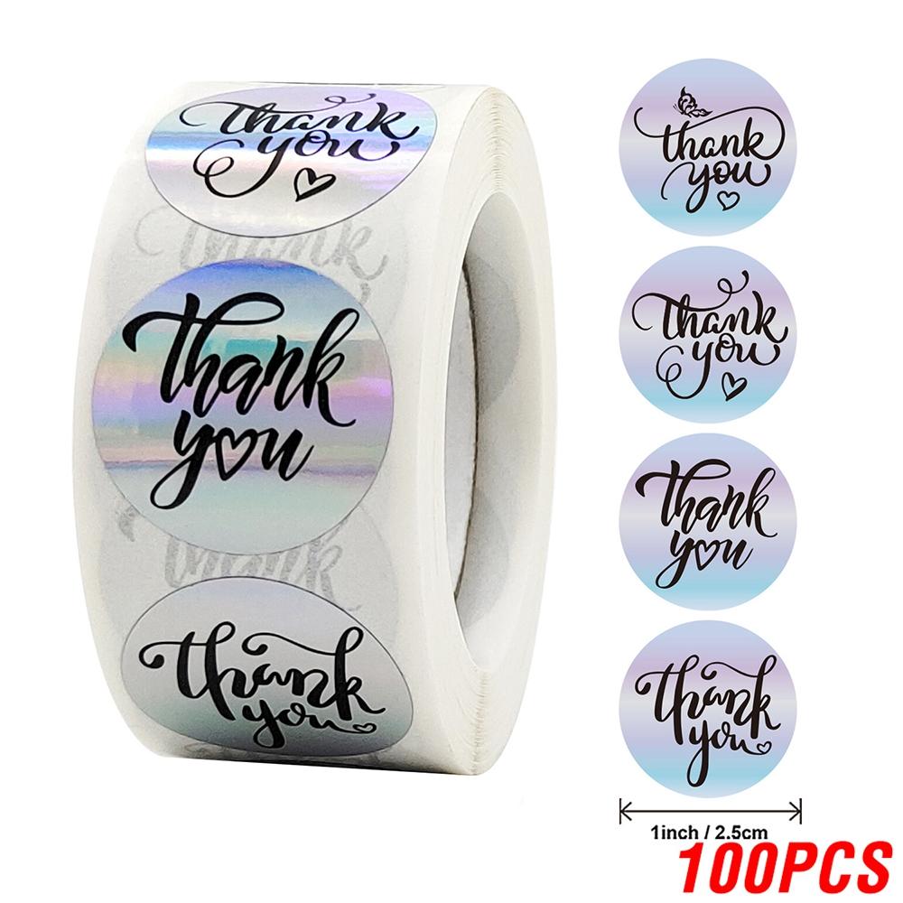 100-500Pcs Rainbow Laser Thank You Stickers 1Inch Small Business Stickers  Adhesive Labels For Boutiques Wrapping Supplies