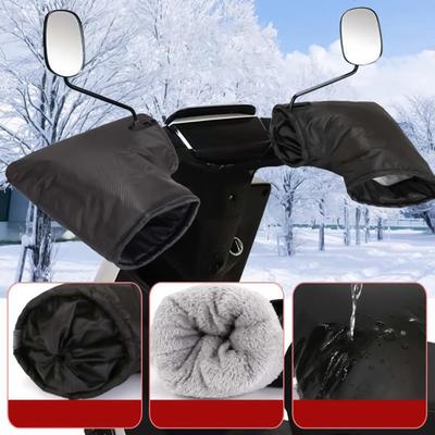 Gants de Guidon de Moto Mitaines Chaudes pour Guidon de Vélo Hiver Cuir Épais Velours Manchons de Guidon de Scooter Imperméables
