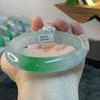 Certified Icy Jadeite Bangle with Green on White Burmese Jade
