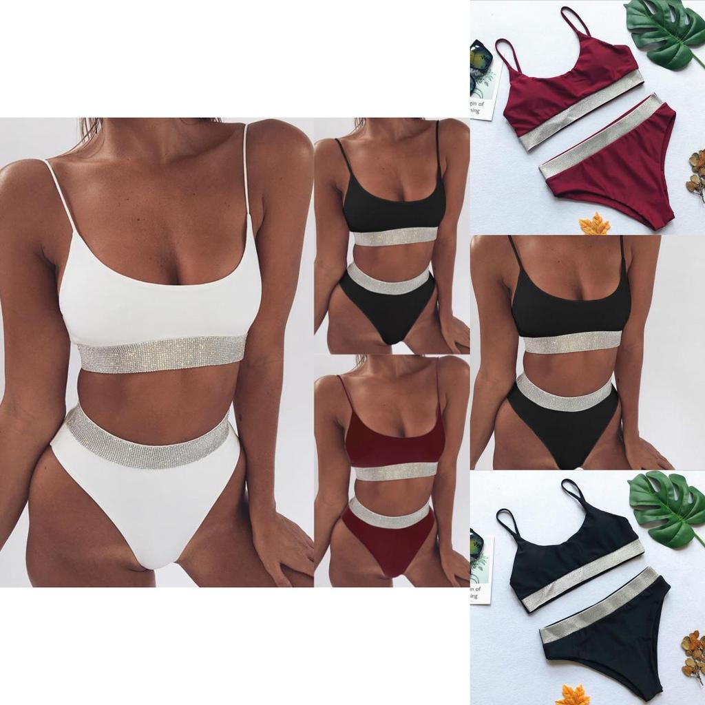 Stunning Sexy Two-piece High Waist Bikini Swimsuit With Sparkling Colorful Sequins