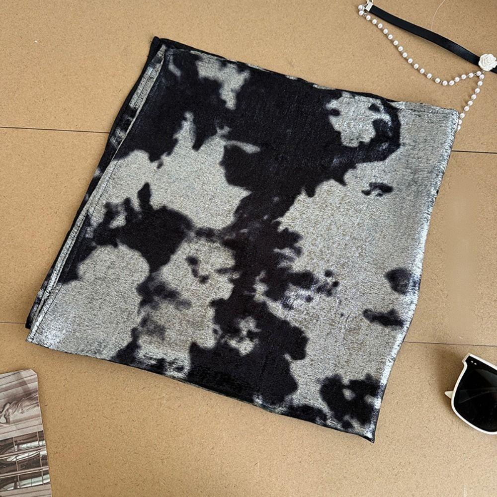 

Spice Girls Silver Turban Headband Printed Silk Scarf Elegant Small Square Scarf Female Style 2