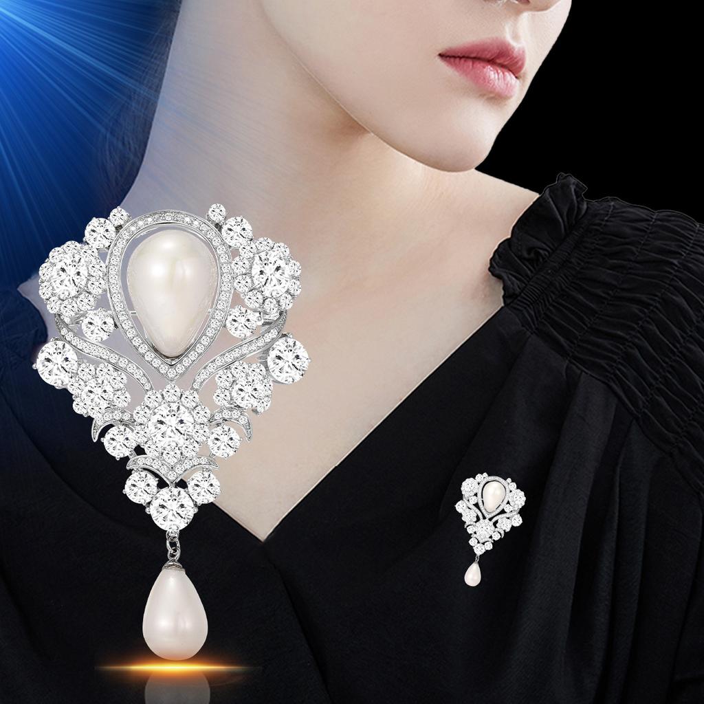 Women's Light Luxury Fashion Elegant Imitation Pearl Long Brooch Unique Design Versatile Daily Accessories