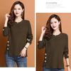 Fall/Winter Women's Crewneck Sweater Loose Slit Knitwear Pullover Solid Color Stretch Knit Top