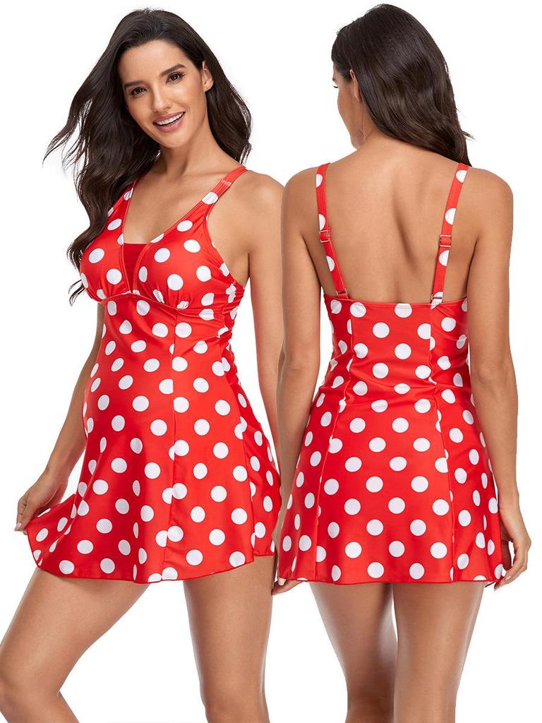 European & American Maternity Loose Split Skirt Bikini One-Piece Print Tankini Swimsuit.