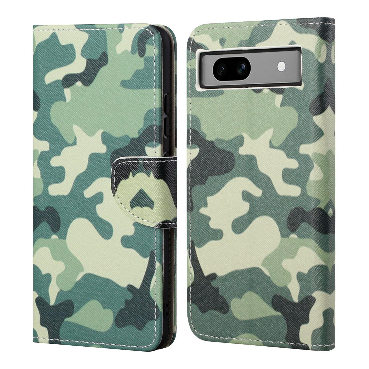 

For Google Pixel 8a Wallet Case PU Leather Pattern Stand Phone Cover Camouflage