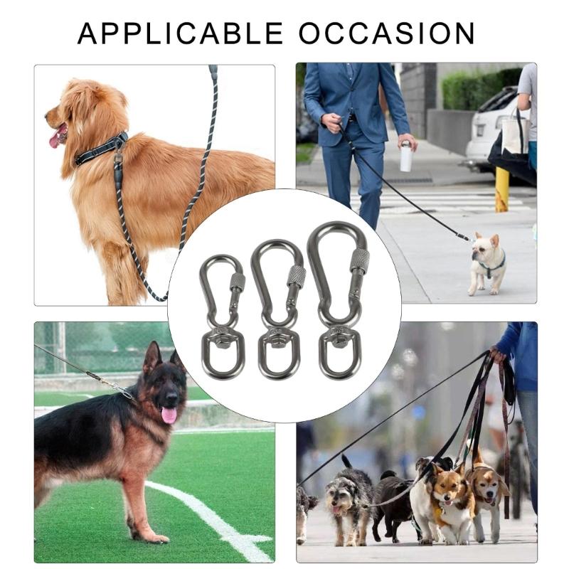 Stainless Steel Hook with Swivels for Dog Collar Carabiner with Swivels Joint Bolted Carabiner for Pet Leashes/Camping T