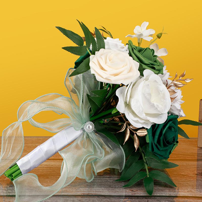 Two-Tone Forest Style Artificial Rose Bridal Bouquet