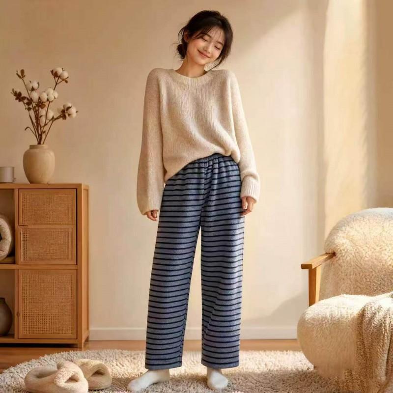 Thick Fleece Lined Lounge Pants Women Winter Warm Casual Wearable Sleepwear Plus Size